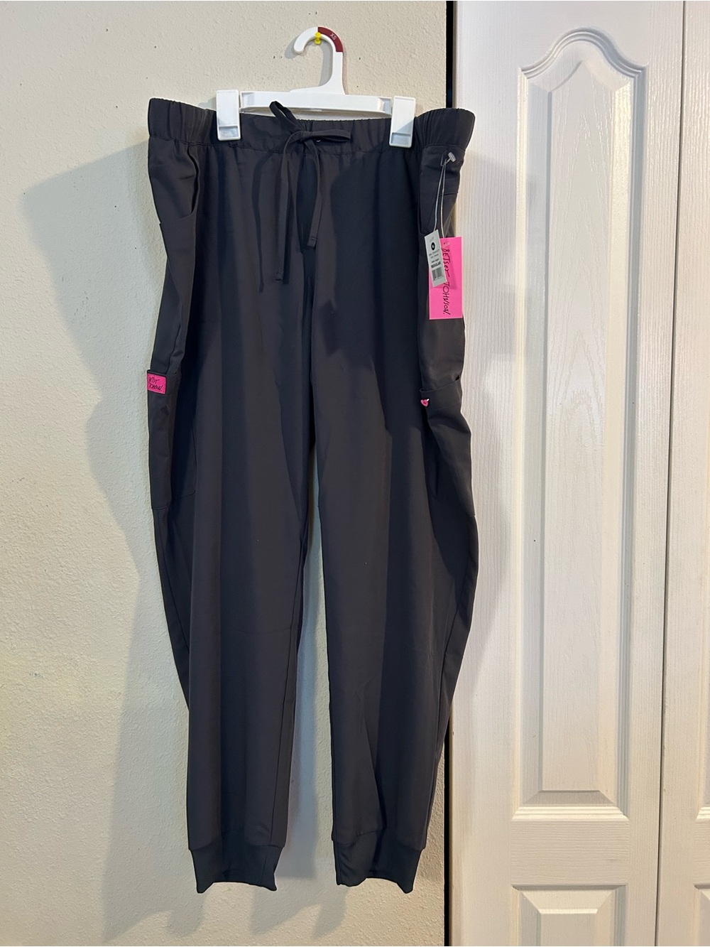 Betsey Johnson Aster jogger Drawstring scrub Pants- Charcoal